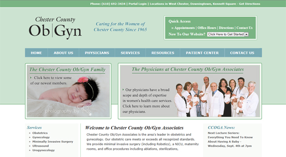 Website Design - Chester County Ob/Gyn Associates
